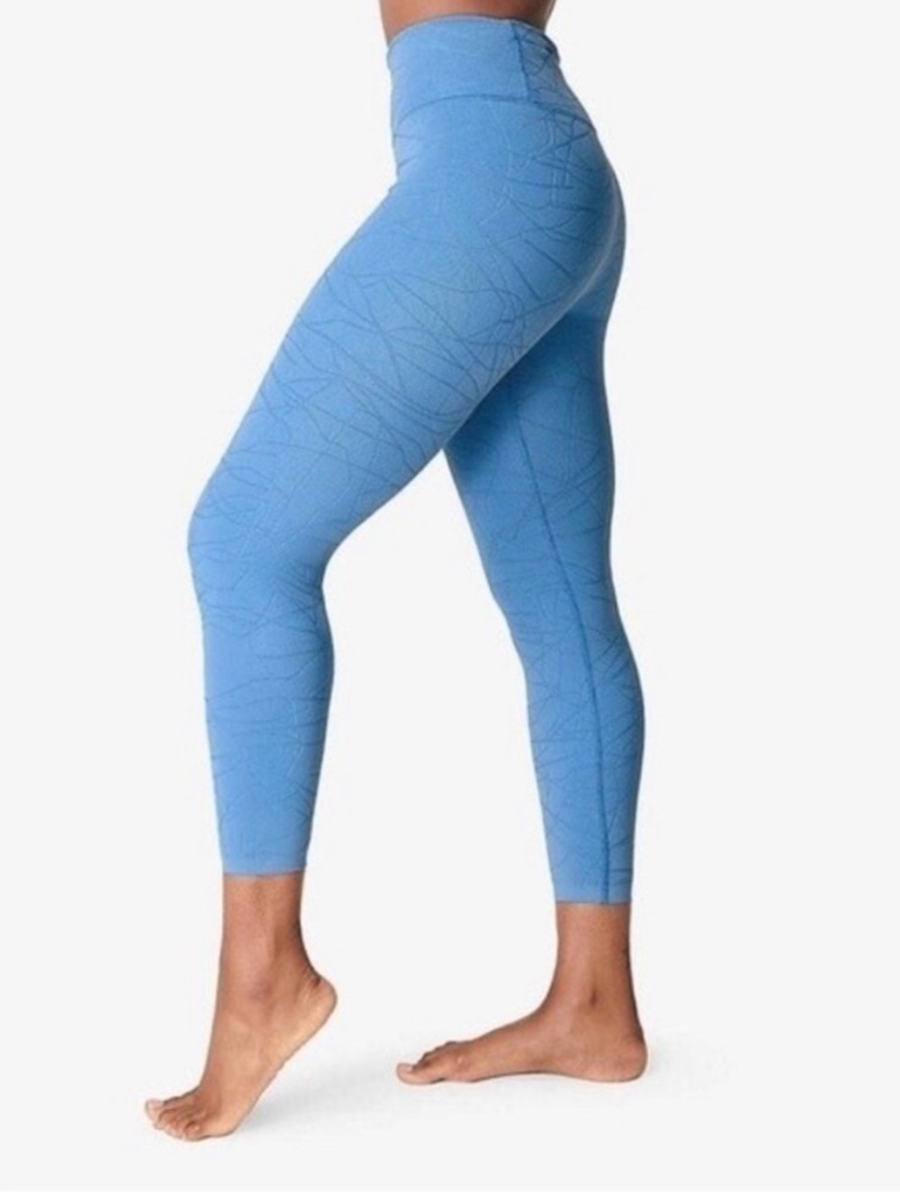 2 Pairs Sweaty Betty High Rise Aqua Blue Cropped 7/8 Workout Leggings M